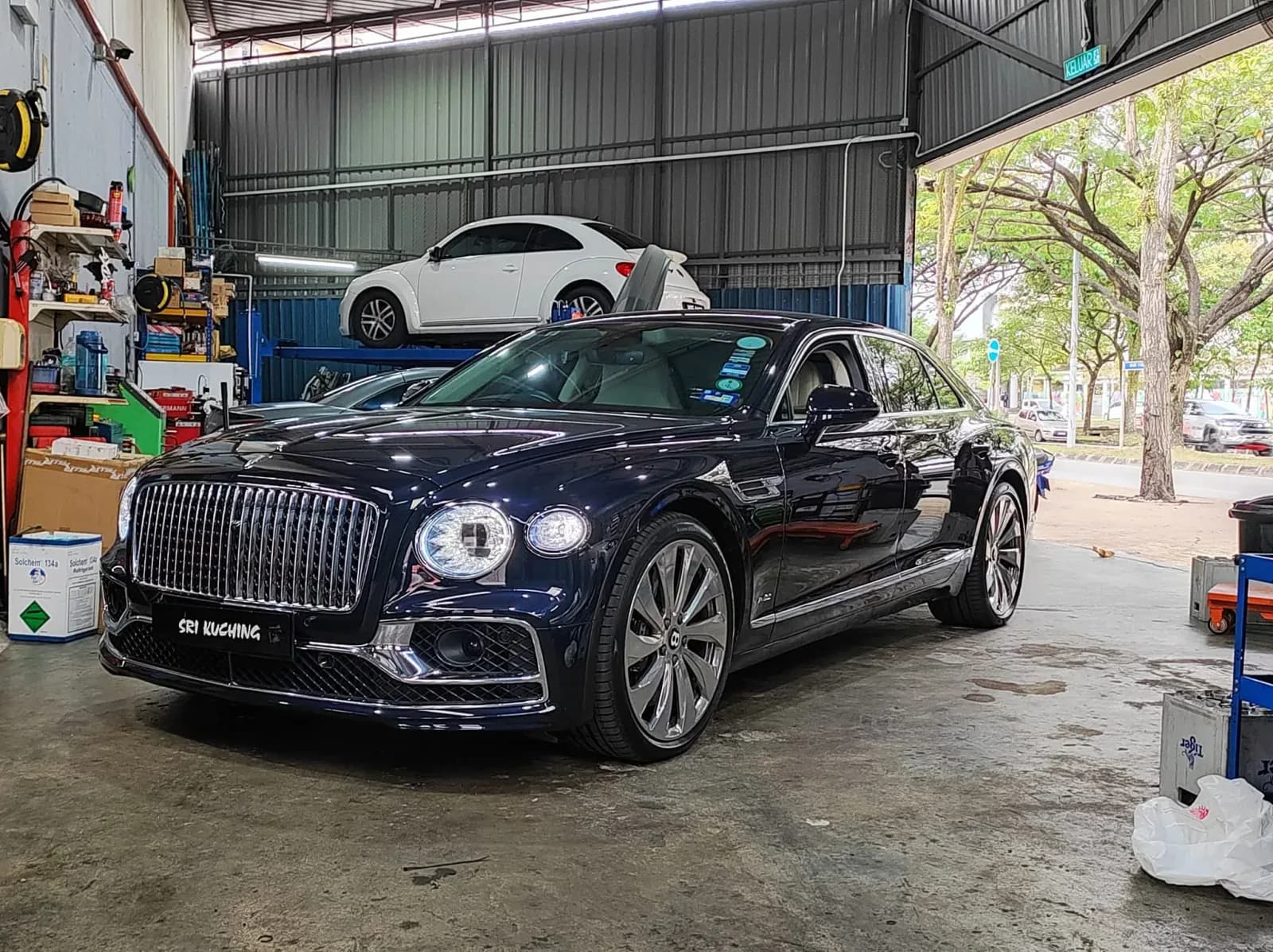 Bentley Flying Spur at Sri Kuching for its documented engine oil service